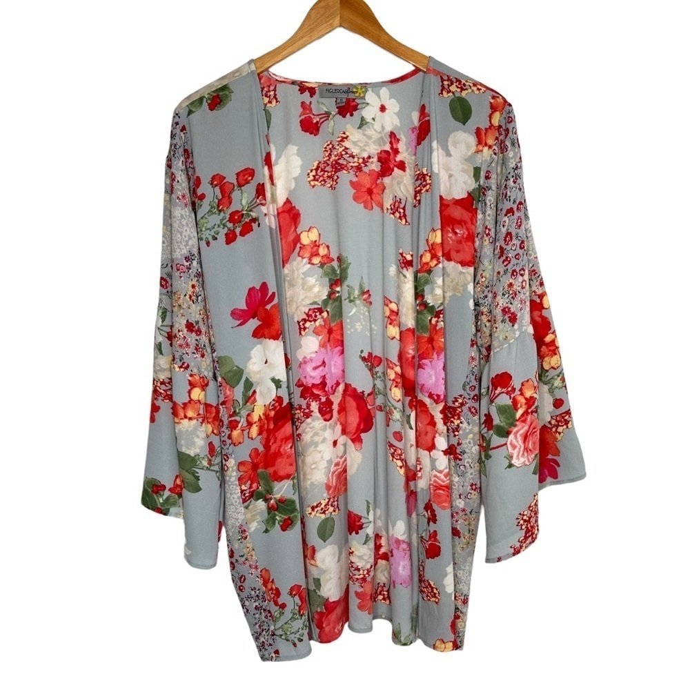 Figueroa & Flower Womens Floral Open Front Kimono Top Cardigan Sz Small Boho NWT